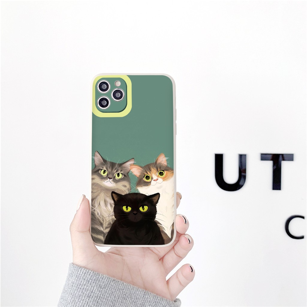 Ốp Điện Thoại iphone ốp vuông Mèo tinh ranh iPhone 12 8plus x 11promax 7plus 8 6 6Plus 7Plus X Xs Max 13 Promax tr258