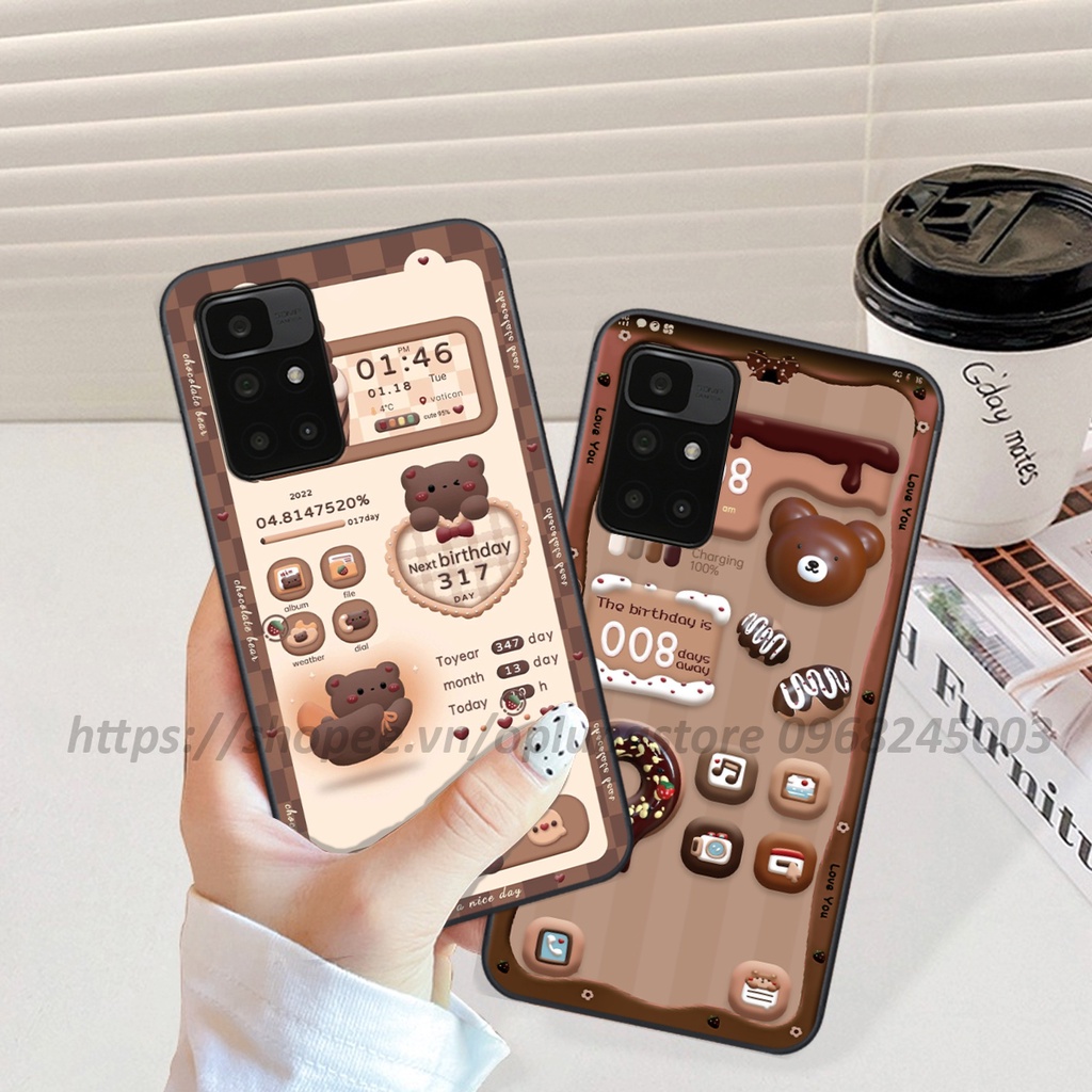 Ốp lưng Xiaomi Redmi 10 in hình 3D gấu,thỏ cute dễ thương