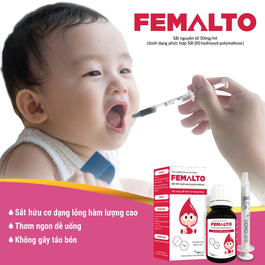 Sắt nhỏ giọt Femalto - Bổ sung sắt cho người thiếu sắt,  trẻ em, phụ nữ mang thai và cho con bú