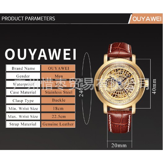 Đồng hồ cơ -nam- Ou Yawei ouyawei 1601- sang trọng tinh tế