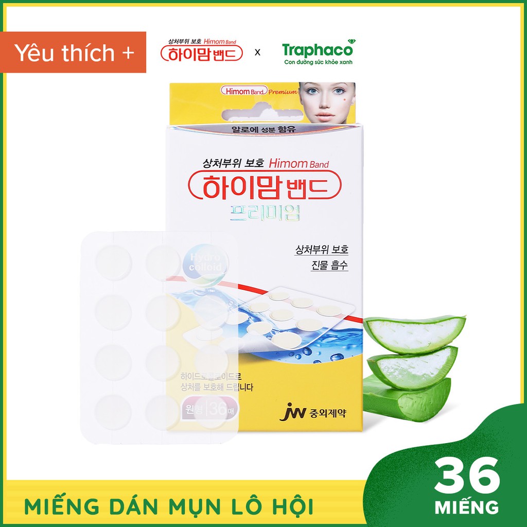 Miếng Dán Mụn Hàn Quốc Himom (hộp 36 nốt dán) - Miếng Dán Hút Mụn Đầu Trắng, Mụn Tuổi Dậy Thì | Chứa Lô Hội Chống Viêm