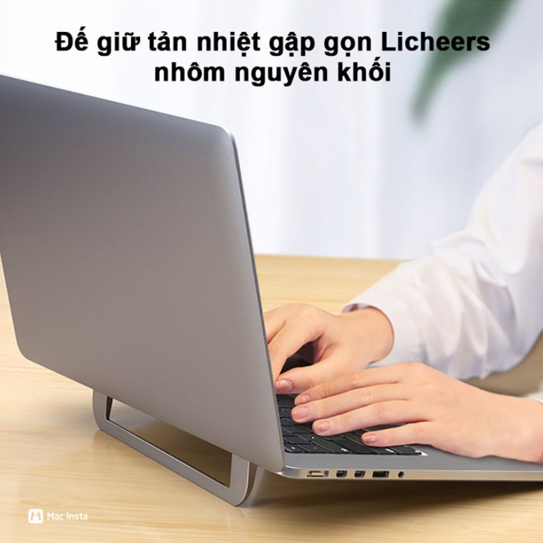 Đế giữ laptop tản nhiệt gập gọn Licheers nhôm nguyên khối