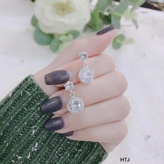 BÔNG TAI NỮ BẠC TA- BÔNG ĐÁ TRÒN CAO CẤP