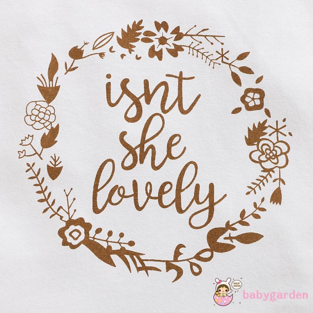 Bộ Áo Liền Quần Ngắn Tay In Chữ + Quần Short In Hoa + Băng Đô Cài Tóc Thời Trang Mùa Hè Cho Bé Gái 0-18 Tháng Tuổi