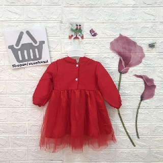 Váy bé gái cách tân Hanbok lụa phối ren mềm mại