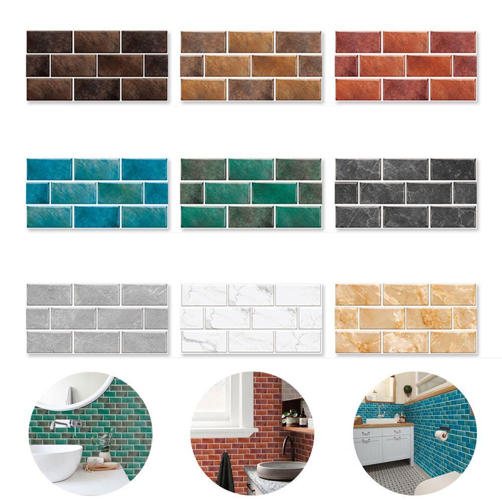 6 Sticker Dán Tường ZAIJIE24 Tiện Dụng Và Bền|Giấy Dán Tường Giả Gạch Chống Thấm Nước / Dầu Mỡ Tiện Dụng