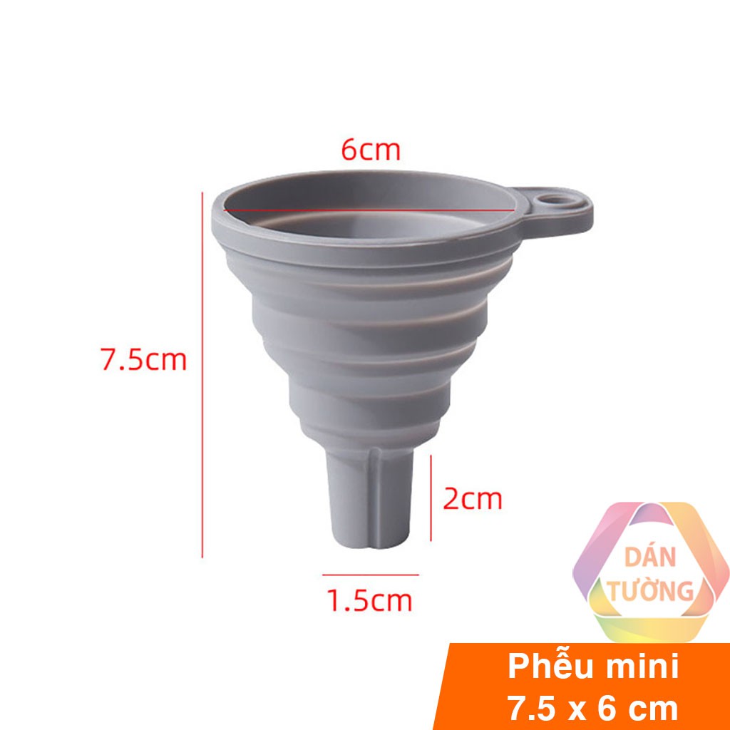 Phễu mini dạng gấp silicon dẻo chịu nhiệt có lỗ treo móc tường nhà bếp tiện lợi MDT_P19