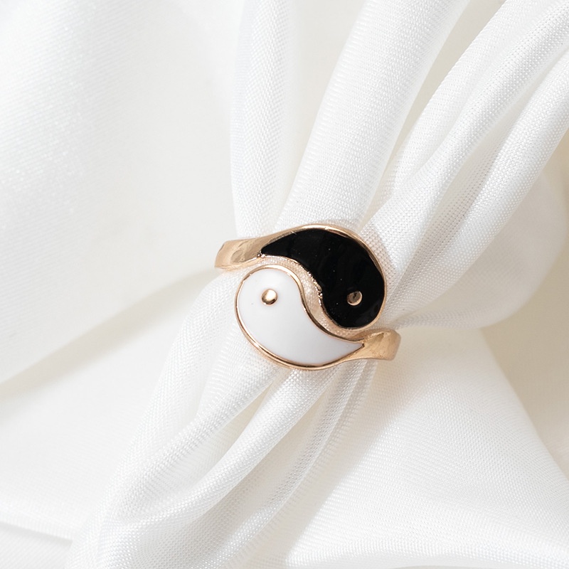 Nhẫn Hở Hình Bát Quái Âm Dương Phong Cách Gothic Sáng Tạo Có Thể Điều Chỉnh Thời Trang Unisex