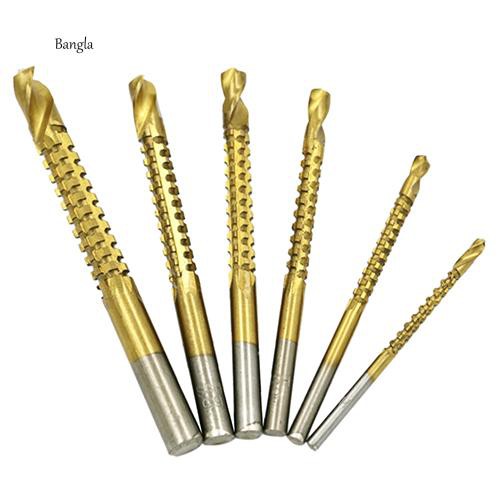 Set 6 mũi khoan tốc độ cao mạ thép titan kích thước 3-8mm