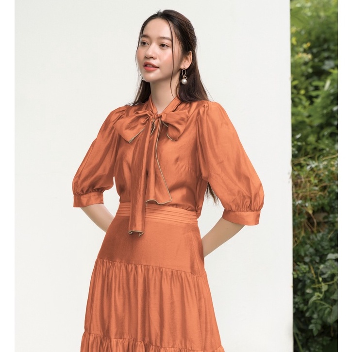 Áo Sơ Mi Nữ HeraDG , Chất Liệu Tơ Cao Cấp WAKBA005