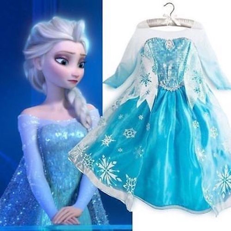 Đầm công chúa băng giá hóa trang cho bé gái