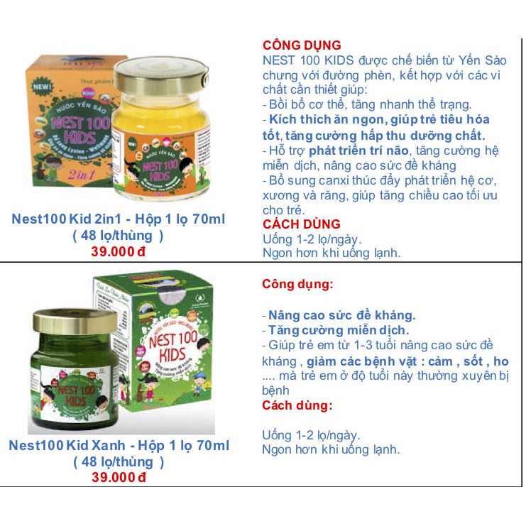 Lọ Yến Sào Nest100 Kid dành cho bé biếng ăn