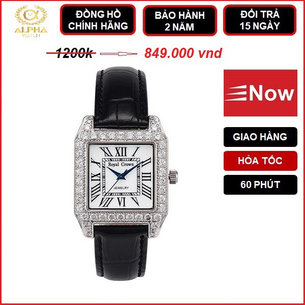 [[ĐỒNG HỒ CHÍNH HÃNG]]  Đồng hồ nữ Royal Crown 6104 dây da đủ màu