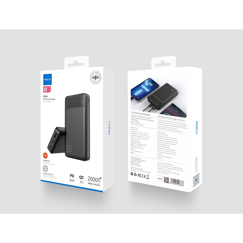 Pin sạc dự phòng sạc nhanh PD 20W Rockspace P200 dung lượng 20000mAh - Hàng chính hãng bảo hành 12 tháng