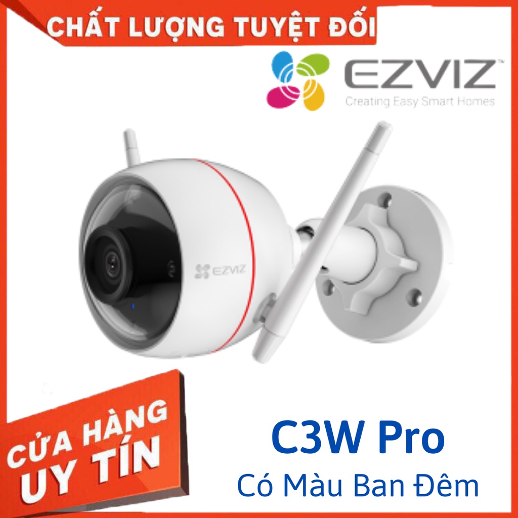 Camera Wifi Chính Hãng Ezviz C3W Pro Full HD Hình Đẹp Có Màu Ban Đêm, Âm Thanh 2 Chiều, Báo Động Con Người Có Còi Hú Sẵn