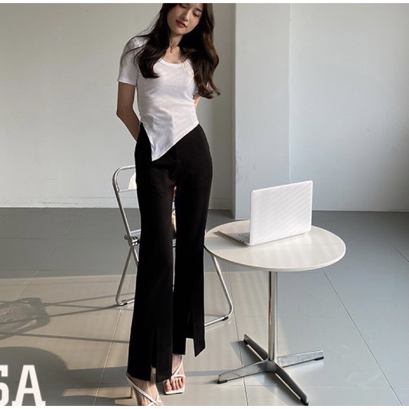 Quần vải xẻ loe G516 cách điệu đủ size dễ mặc với các loại áo thời trang - GEM Fashion