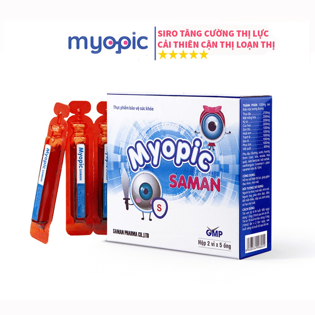 Siro bổ mắt tăng cường thị lực Myopic SAMAN cải thiện cận thị loạn thị cho bé từ 6 đến 16 tuổi