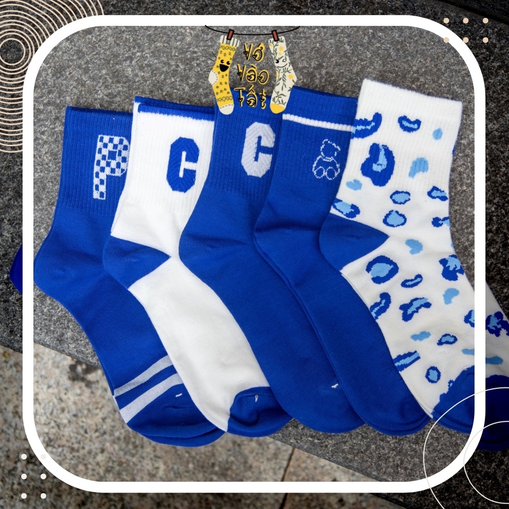 TẤT VỚ CỔ CAO TRUNG XANH DƯƠNG ĐẬM