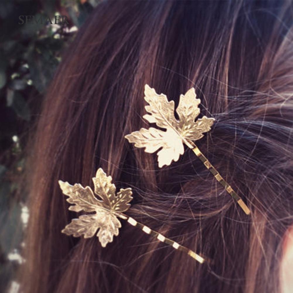 ☆ 2Pcs Elegant Maple Leaf Alloy Hairpin Hair Clip Women Headwear Accessories