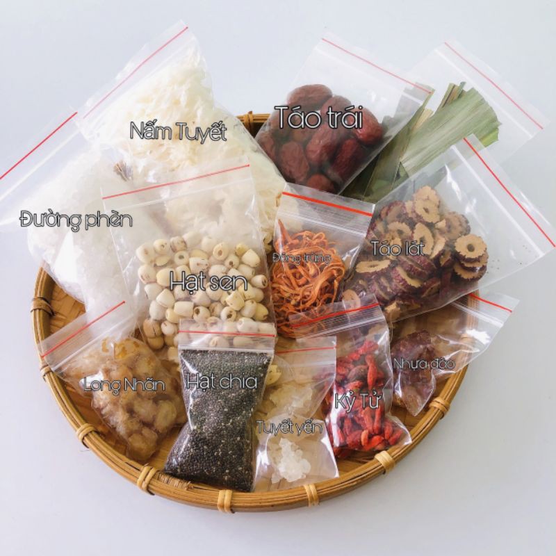 GÓI LỚN - SET NGUYÊN LIỆU NẤU CHÈ DƯỠNG NHAN TUYẾT YẾN - SET 400GR 12 VỊ