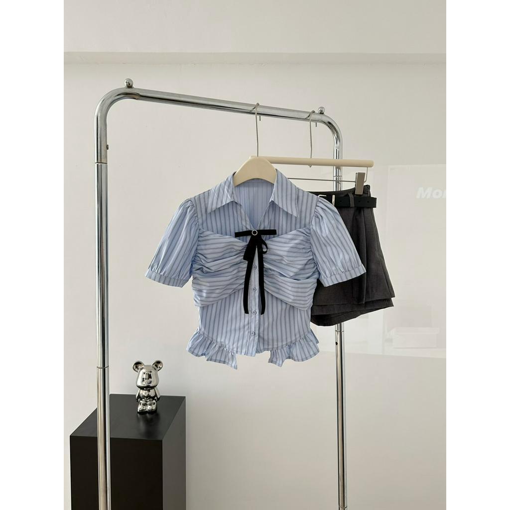 Áo Sơ Mi Kẻ Sọc Ngắn Tay Phong Cách Hàn Quốc Mã 63232