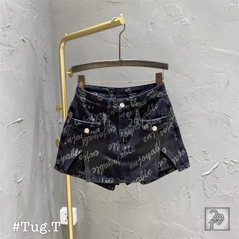 QUẦN GIẢ VÁY JEANS CHỮ XẺ ĐÙI TÚI NẮP MS24188
