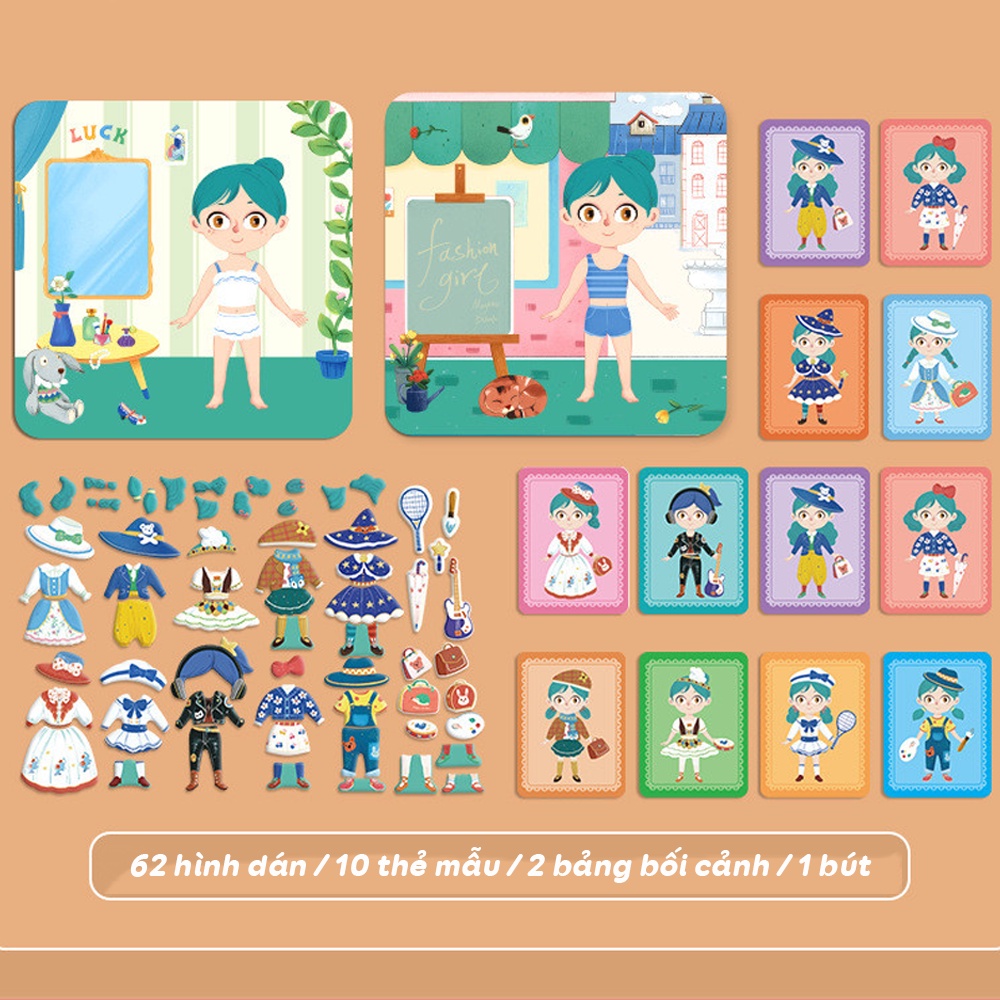 2013 Đồ chơi nam châm Ghép hình thiết kế thời trang 10 chủ đề cho bé gái  - MGT