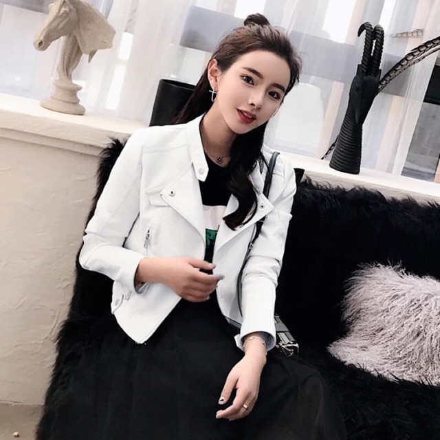 Áo khoác da mặc 2 kiểu cực đẹp (ảnh thật)
