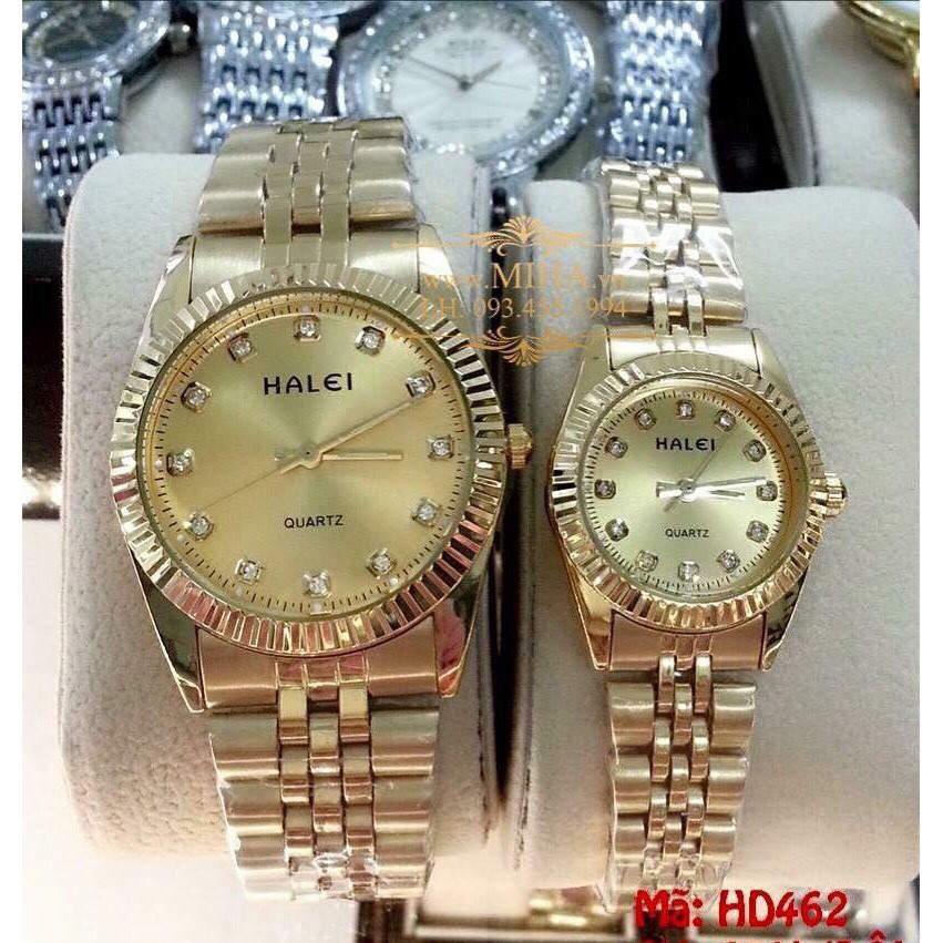Đồng hồ Halei đôi nam nữ máy Nhật mạ vàng chống nước | BigBuy360 - bigbuy360.vn