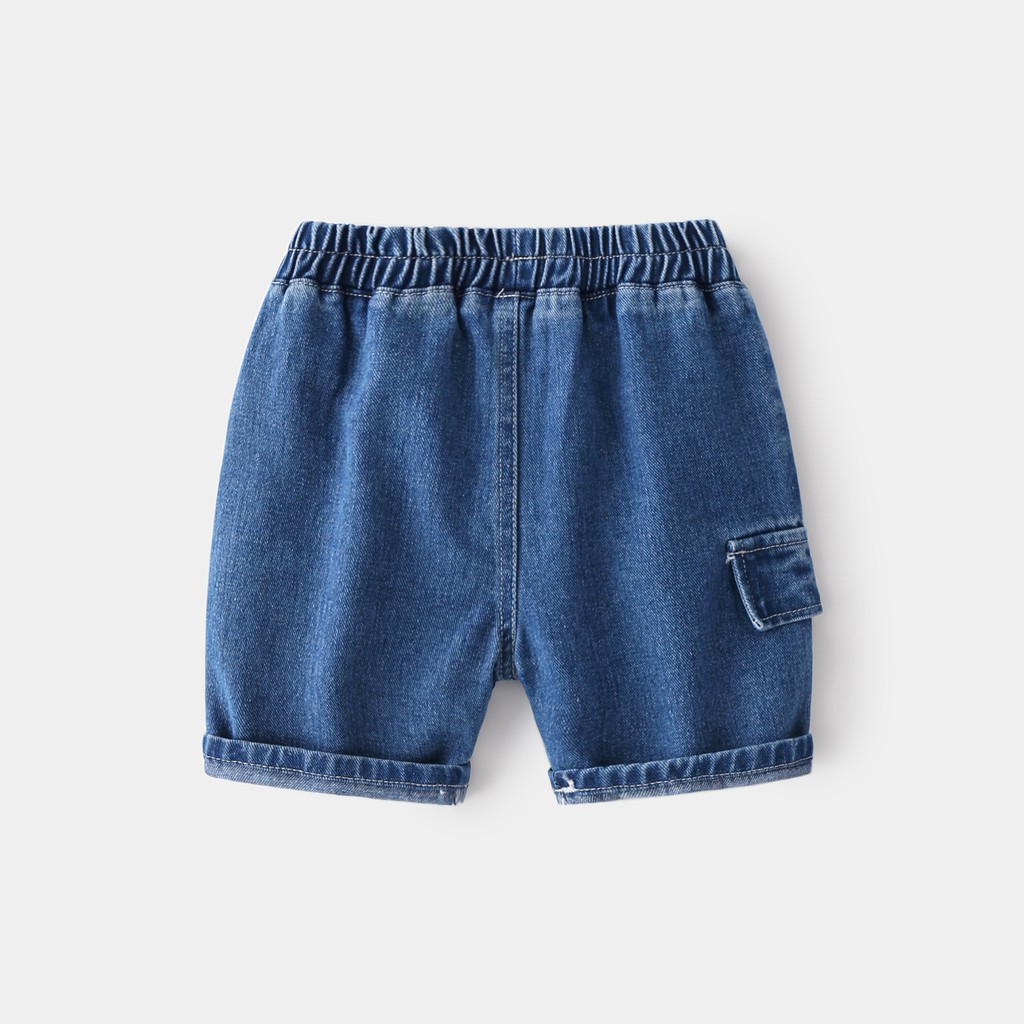 Quần Jean cho bé WELLKIDS quần short Jean họa tiết túi hộp chất bò mềm hàng xuất Âu Mỹ