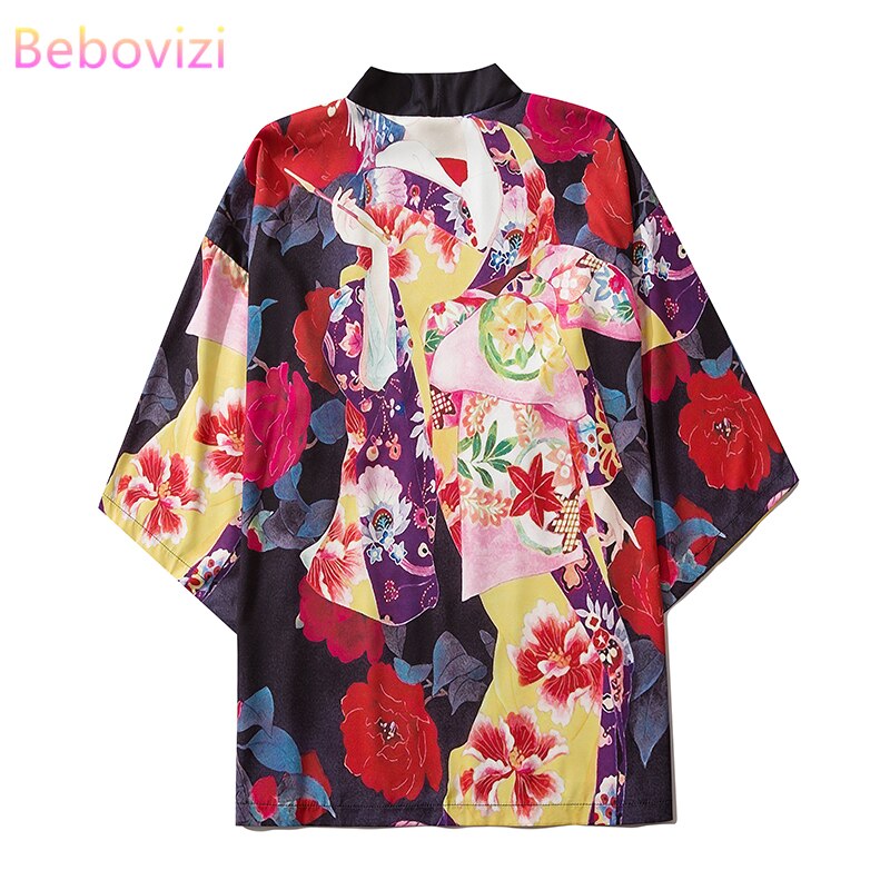 Fashion Black Asian Streetwear Cardigan Women Men Harajuku Haori  M-XXL 2021 New Japanese Kimono Cosplay Yukata Clothes