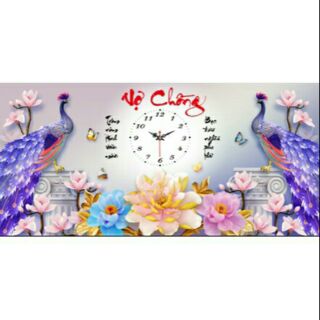 Tranh thêu 3D ĐỒNG HỒ -VỢ CHỒNG ĐÔI CÔNG LV3167