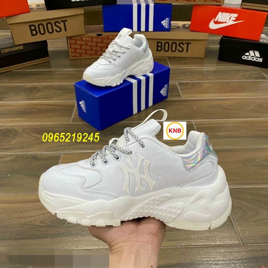 Giày Thể Thao Nữ Hologram M-L-B CHỮ NY Màu Trắng Chất Xịn, chữ nỗi xin xò