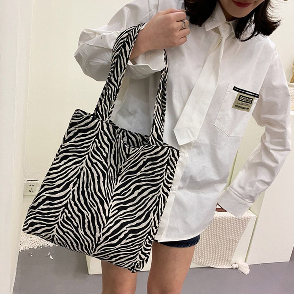 Túi xách vải canvas họa tiết ngựa vằn thời trang dành cho nữ