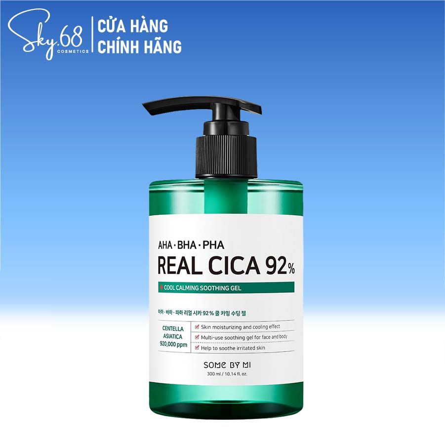 Gel Dưỡng Cấp Ẩm, Làm Dịu Mát Da Và Giảm Mụn Some By Mi AHA - BHA -PHA Real Cica 92% Cool Calming Soothing Gel 300ml