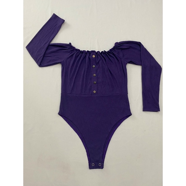 Áo liền thân cổ tròn bẹt vai/ Bodysuit Forever 21 màu tím (Size S) - Thanh lý vnxk