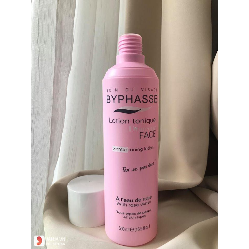 Nước hoa hồng Byphasse 500ml (GENTLE TONING LOTION WITH ROSE WATER ALL SKIN TYPES )