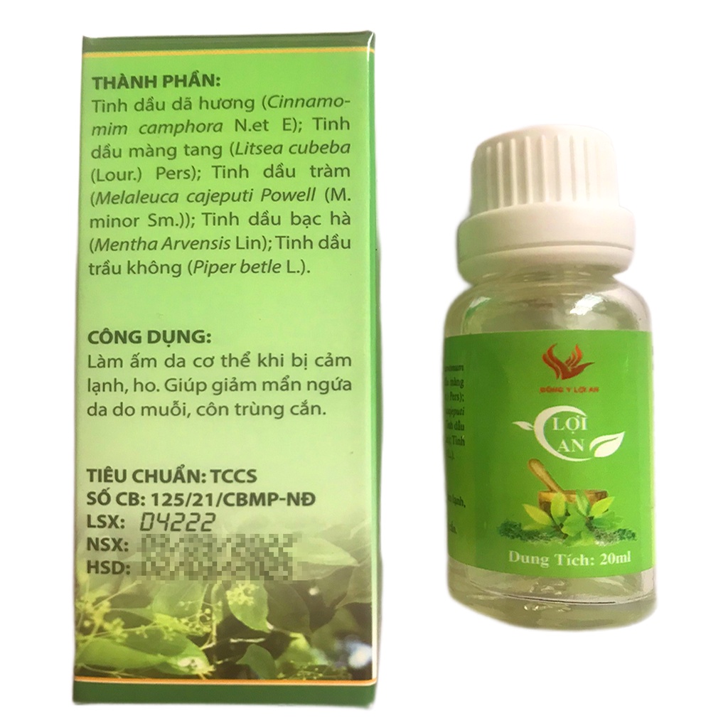 Tinh dầu Lợi An chính hãng có tác dụng bôi long đờm, giảm ho, sổ mũi, khò khè, cảm lạnh
