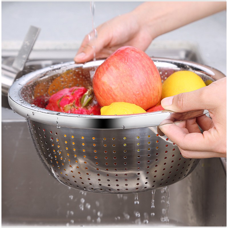 Thau Lỗ Inox Đẹp Sáng Bóng Sang Trọng - 26cm