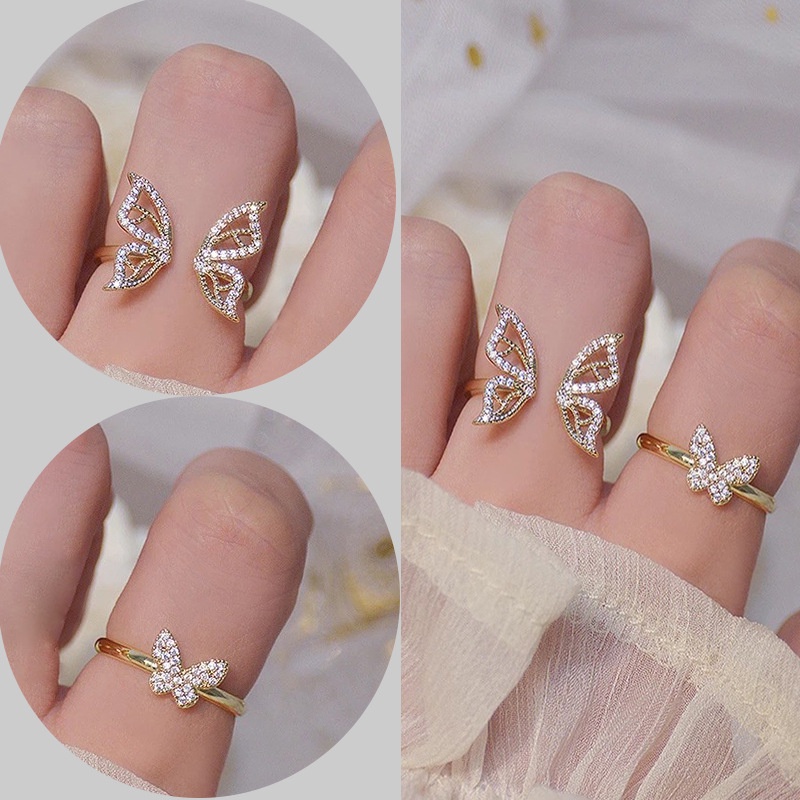 Nhẫn Hở Hình Bướm Phong Cách Hàn Quốc Đơn Giản Thời Trang