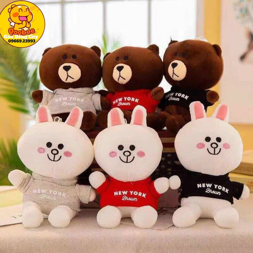 Thỏ Bông Cony - Gấu Bông Brown Đôi Áo Len - Áo Nỉ - Thú Nhồi Bông Đôi Cao Cấp