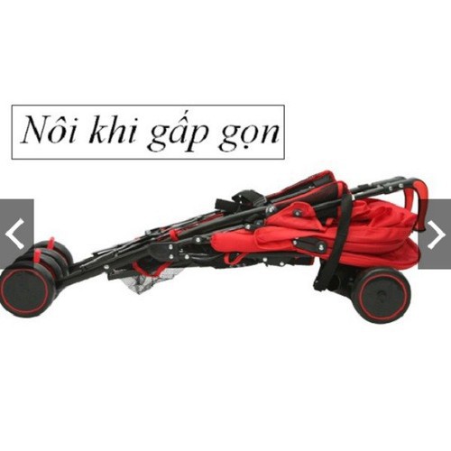 Xe đẩy du lịch gấp có tay xoay 3 tư thế -Có phanh hãm + giỏ để đồ -mái tre lưới