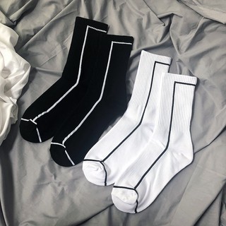 Vớ Cotton Mềm Họa Tiết Sọc Thời Trang Phong Cách Hàn Quốc Cho Nam / Nữ