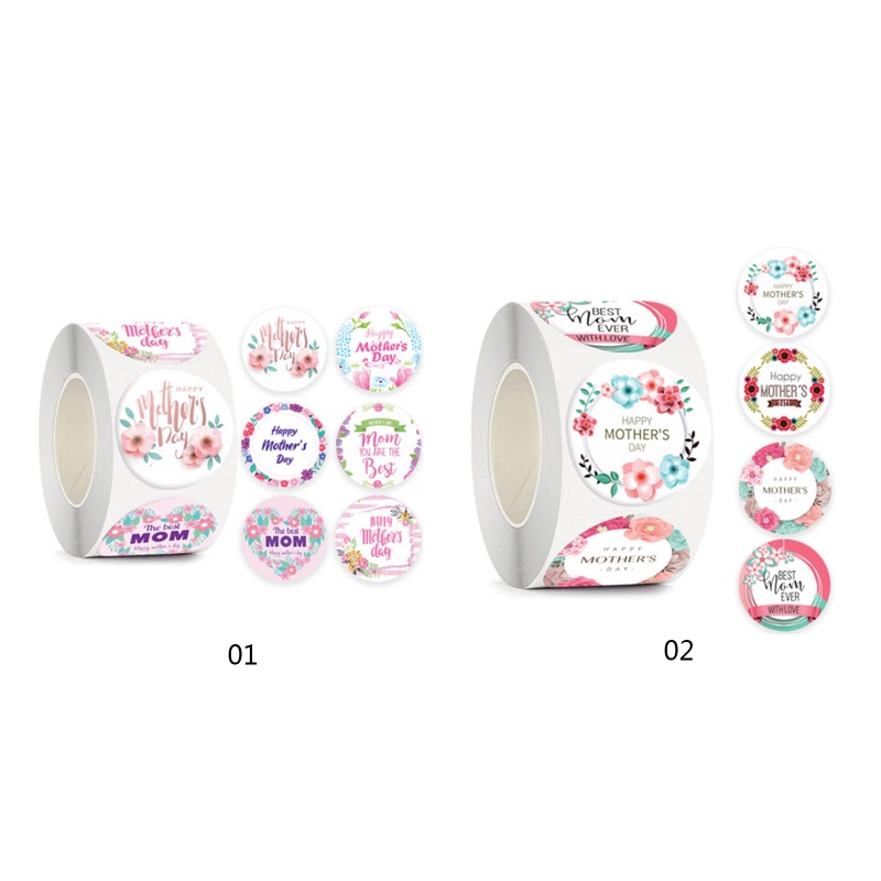 Cuộn 500 Nhãn Dán Hoa Đường Kính 3.8cm / 2.5cm Trang Trí Phong Bì Ngày Của Mẹ