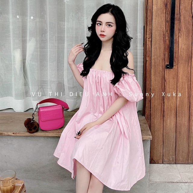 [QÙA TẶNG LÀ DÂY BUỘC TÓC BẠN NHÉ] Váy Trễ Vai Tay Bồng Nhiều Màu Chất Thô Trượt Không Nhăn Nhàu | BigBuy360 - bigbuy360.vn