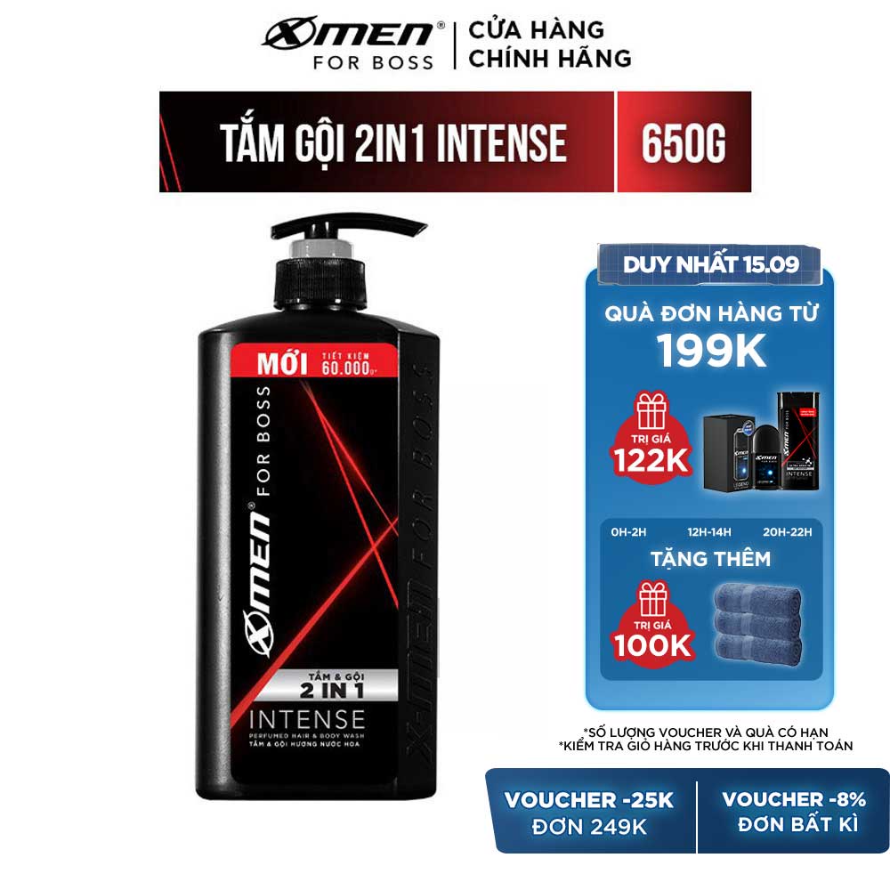 Tắm Gội X-Men for Boss Intense 2in1 650g