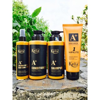 Bộ dầu gội, dầu xả, hấp dầu, xịt dưỡng chăm sóc tóc hư tổn Kella A+ Premium 500ml