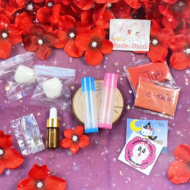 BỘ KIT LÀM SON SÁP 2 VỎ CƠ BẢN NHIỀU MẪU TỰ CHỌN_ Nguyên liệu kit làm son thủ công DIY