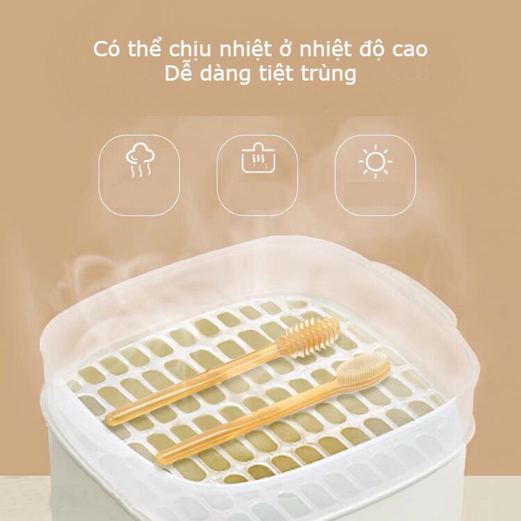 Set rơ lưỡi, bàn chải silicone siêu mềm kèm cốc vệ sinh răng miêng cho bé 0-18 tháng