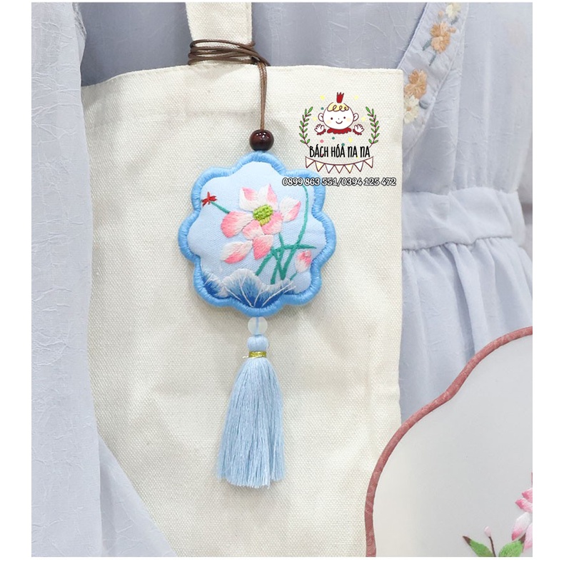 Kit thêu tay trang trí Túi thơm CỔ TRANG May Mắn Cầu An dành cho người mới tập thêu - Bách hóa na na